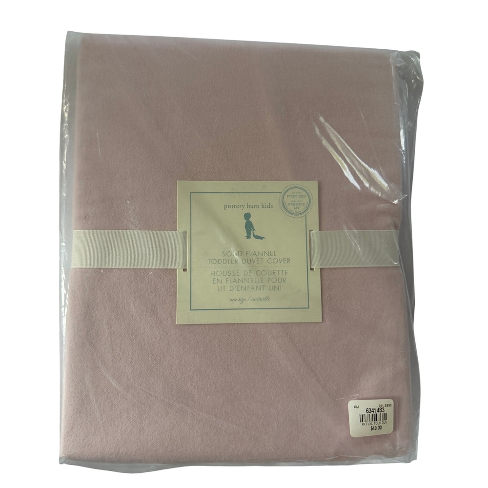 Pottery Barn Kids Solid Flannel Toddler Duvet Cover Pink Organic Cotton 6341483